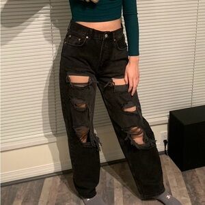BDG Black Ripped High-Rise Baggy Jeans